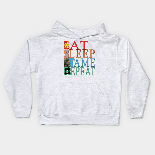 Eat Sleep Tame Repeat Kids Hoodie by TeeText